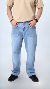 UNISEX STRAIGHT BAGGY DENIM PANTS-1280
