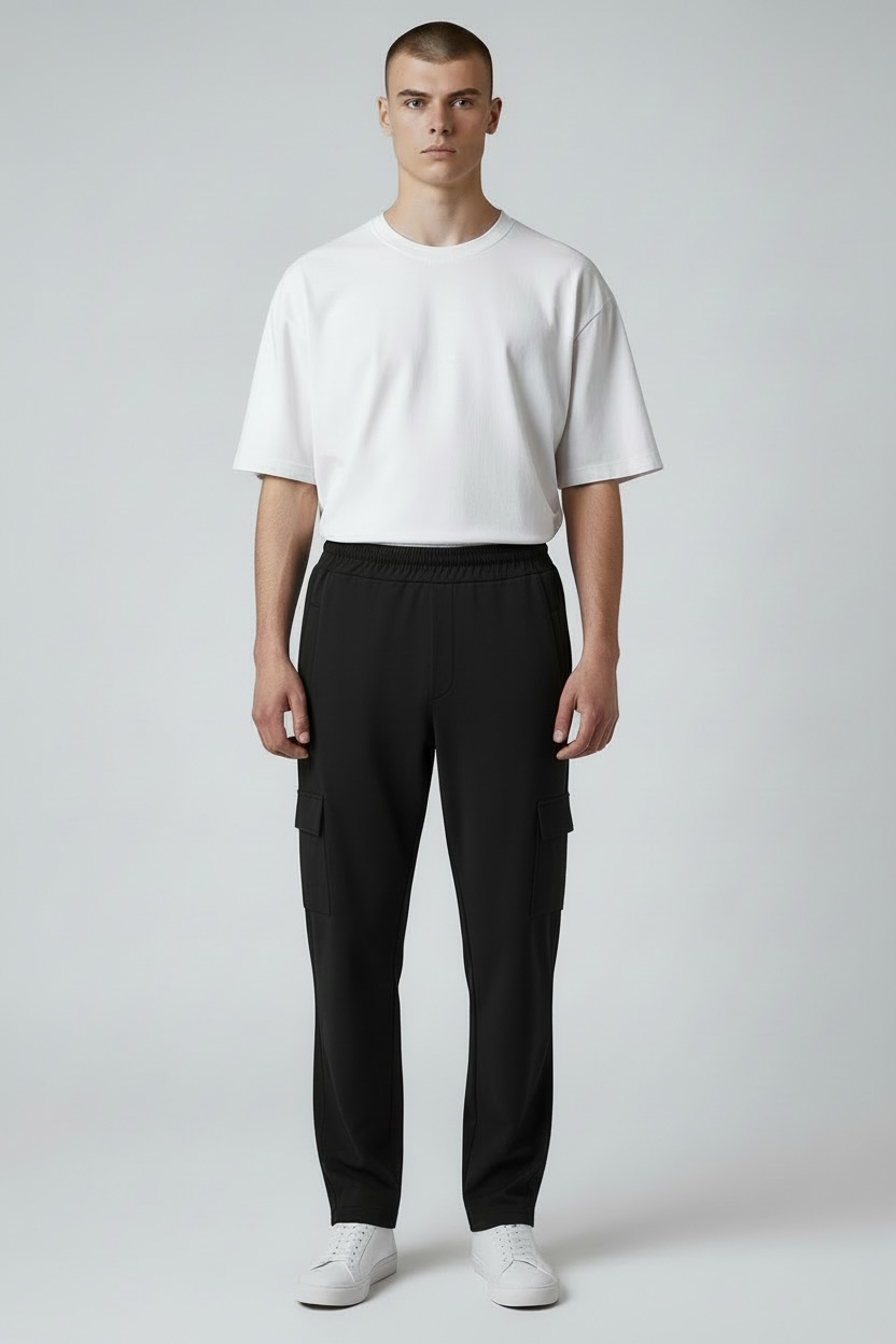 ROYAL BLACK RELAXED FIT CARGO TROUSER