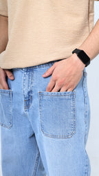 UNISEX STRAIGHT BAGGY DENIM PANTS-1280