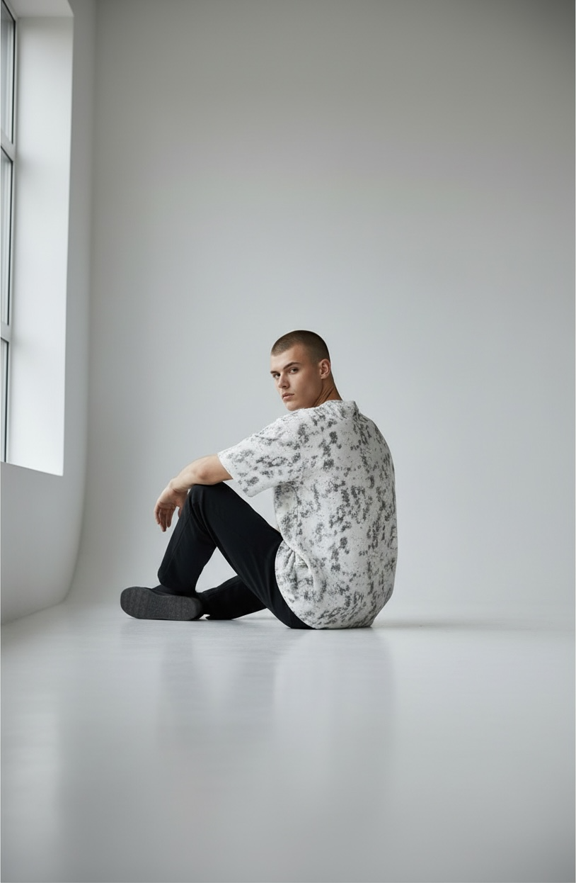 Zaat Heavyweight Textured Abstract Pattern T-Shirt-79 Secondary image