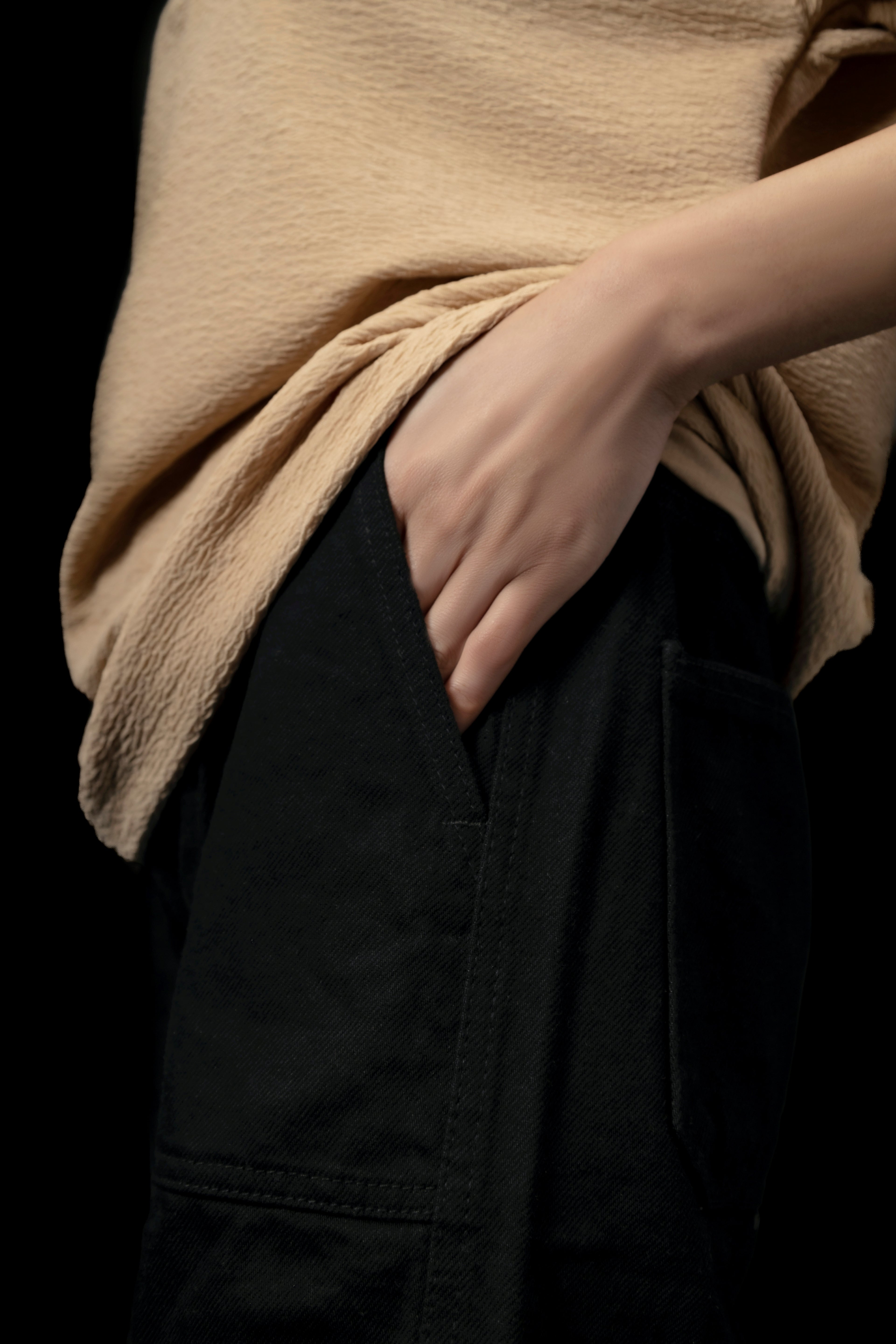 UNISEX BLACK BAGGY CARGO PANTS