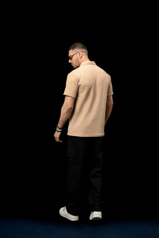 UNISEX BEIGE KNTTED POLO SHIRT