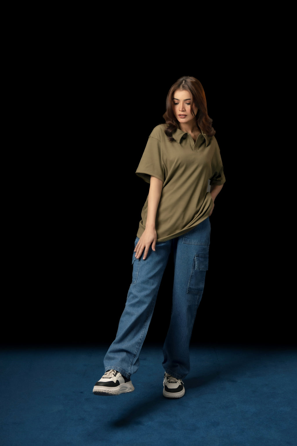 UNISEX BLUE BAGGY CARGO PANTS