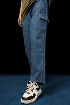 UNISEX BLUE BAGGY CARGO PANTS