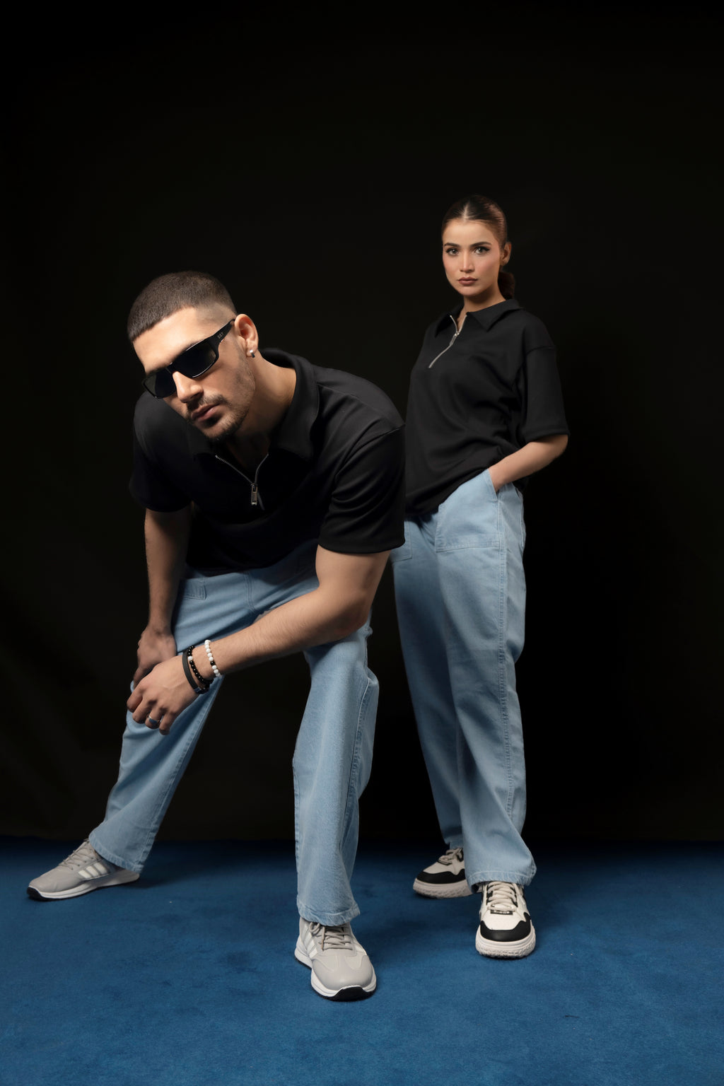 UNISEX BLACK KNTTED POLO SHIRT