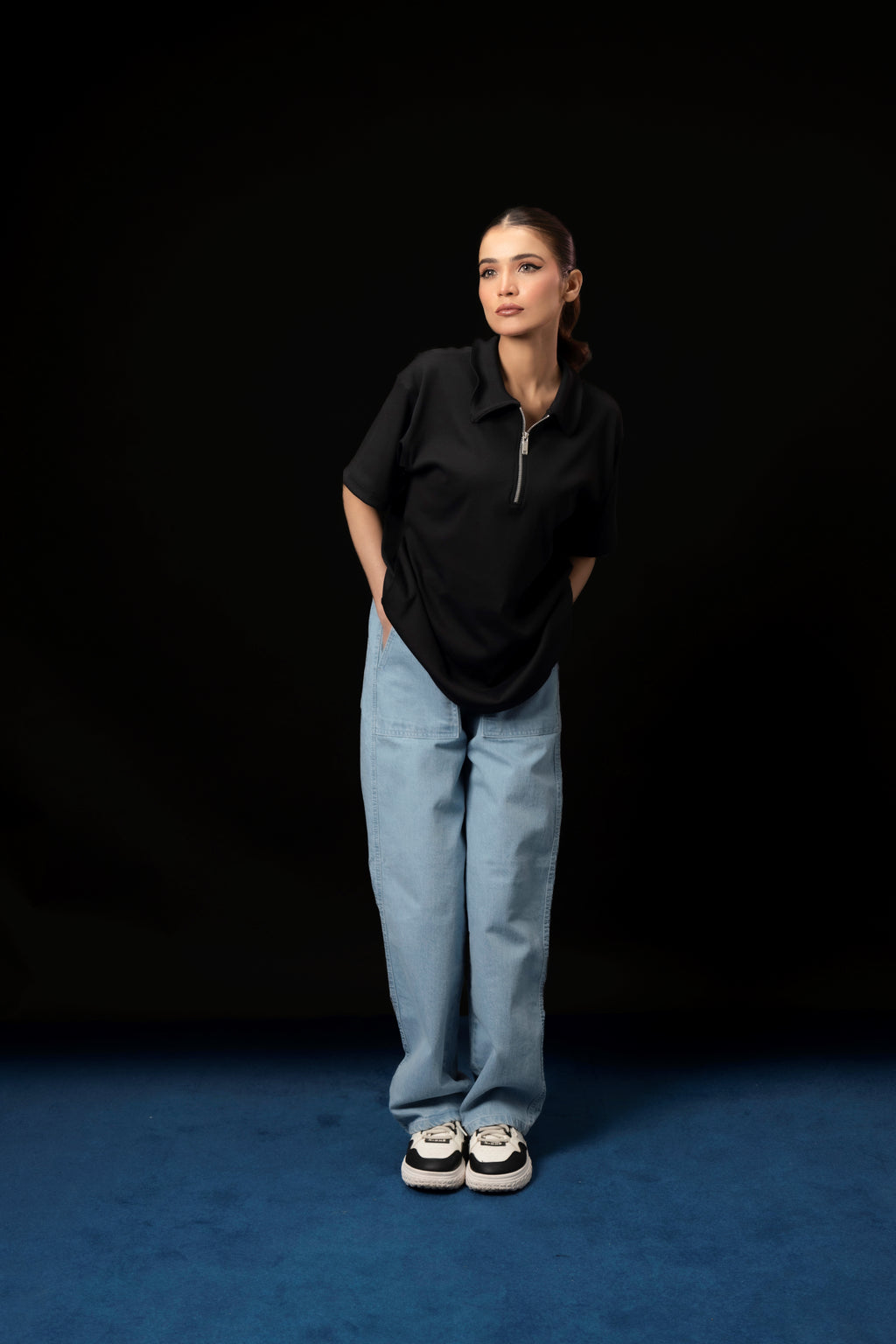 UNISEX BLACK KNTTED POLO SHIRT