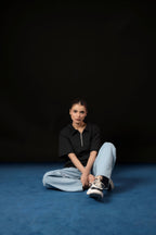 UNISEX BLACK KNTTED POLO SHIRT