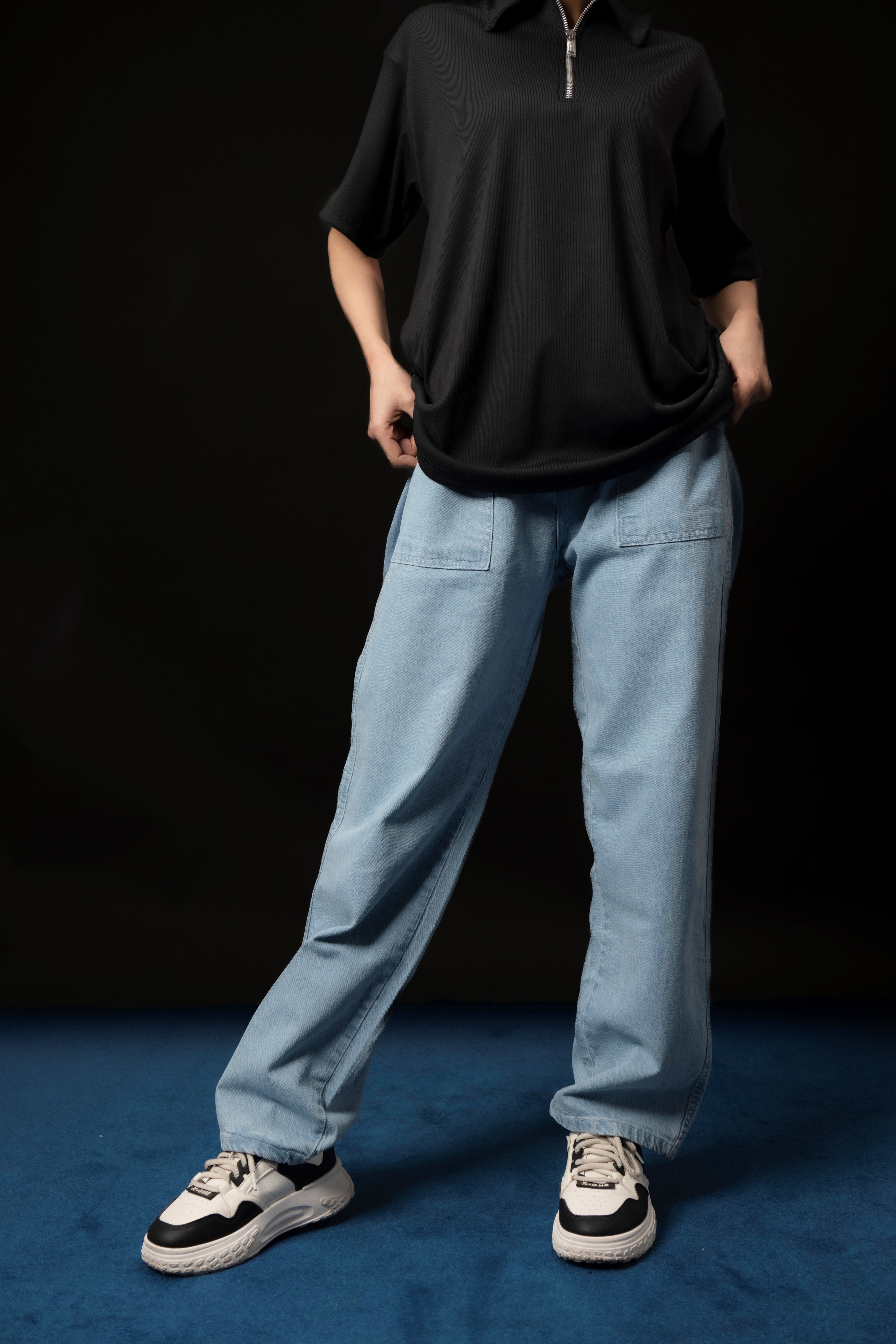 UNISEX LIGHT BLUE BAGGY DENIM PANTS