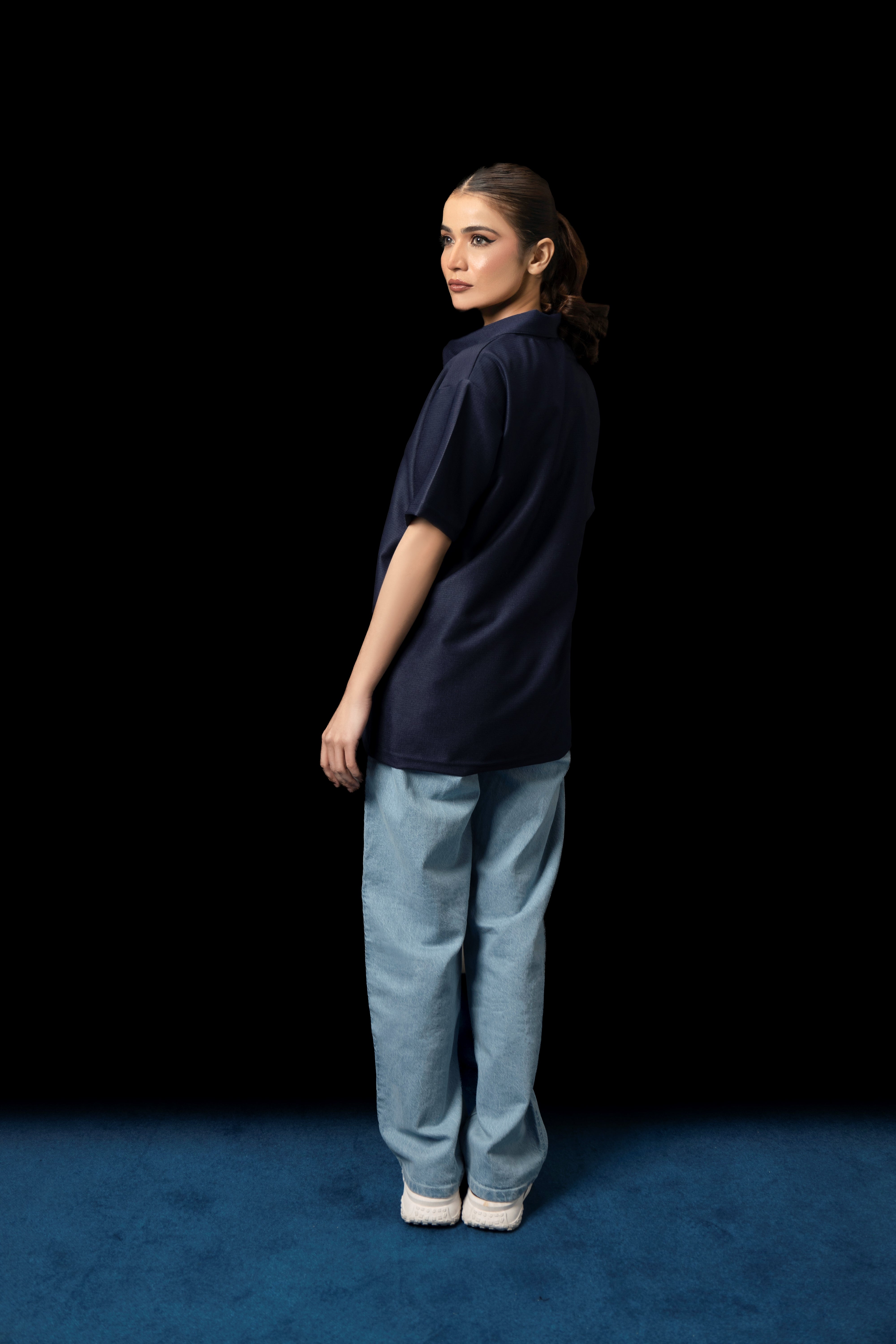 UNISEX NAVY BLUE KNTTED POLO SHIRT