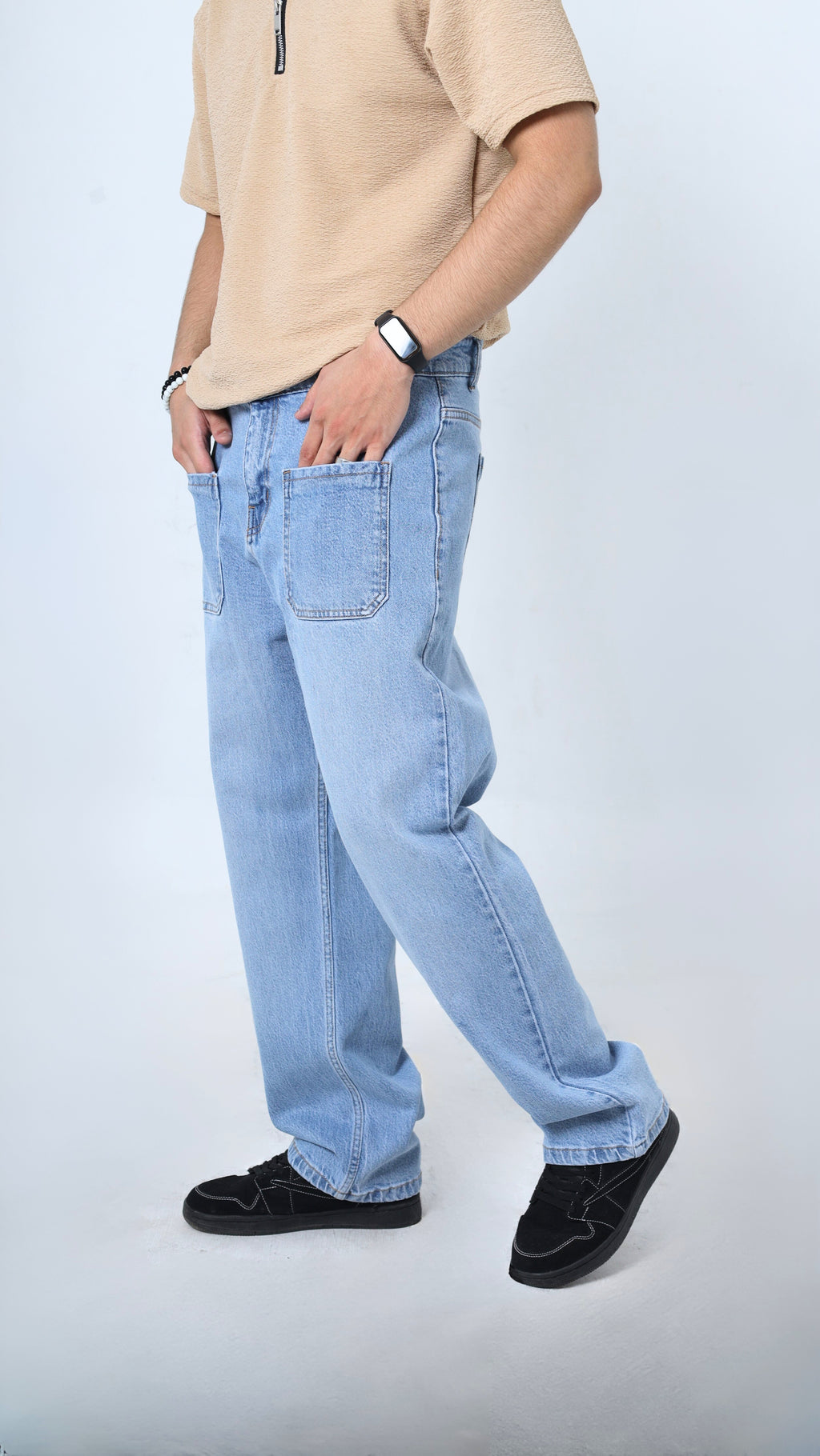 UNISEX STRAIGHT BAGGY DENIM PANTS-1280