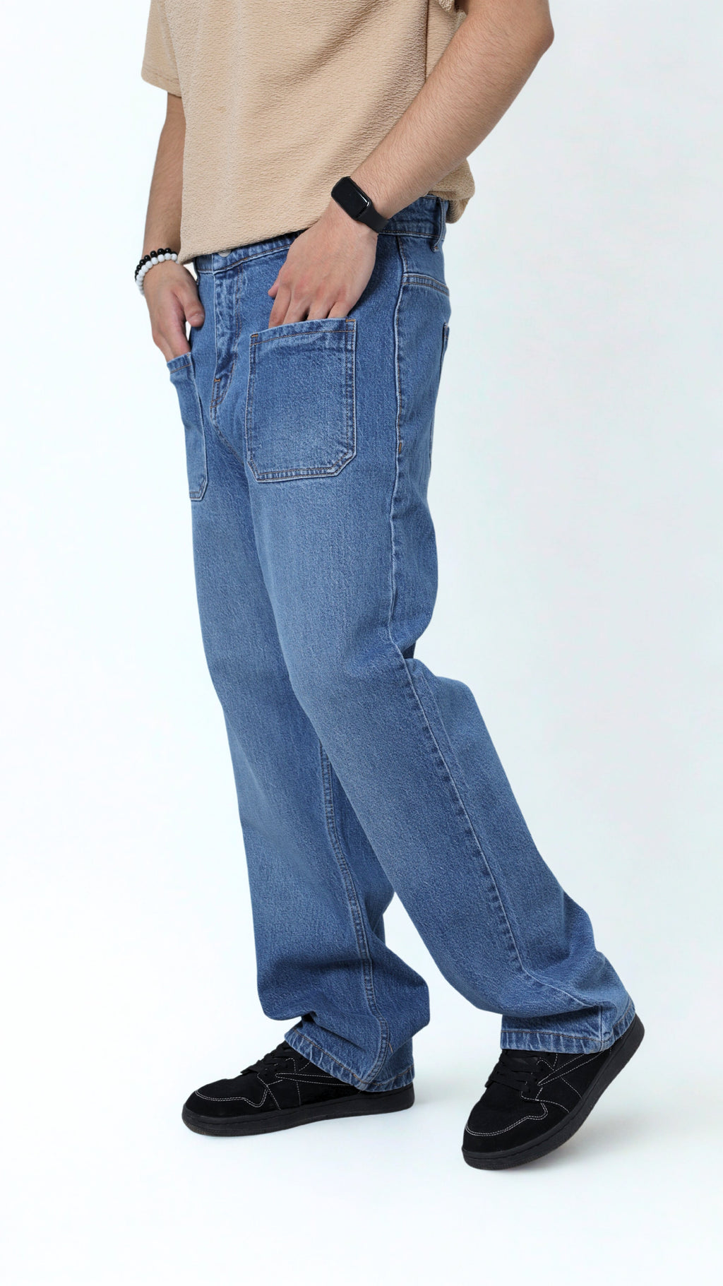 UNISEX STRAIGHT BAGGY DENIM PANTS-1281