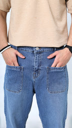 UNISEX STRAIGHT BAGGY DENIM PANTS-1281