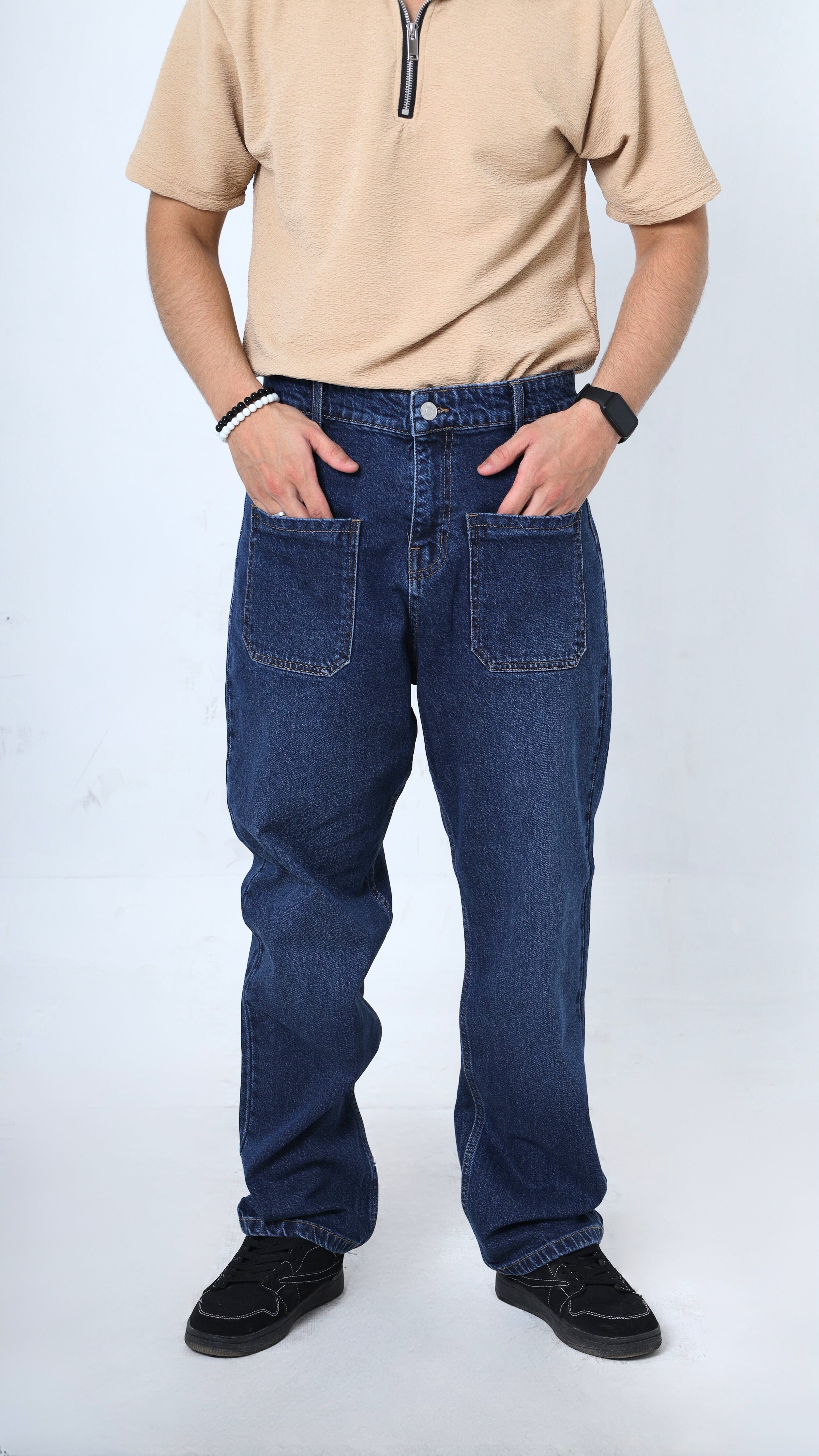 UNISEX STRAIGHT BAGGY DENIM PANTS-1282