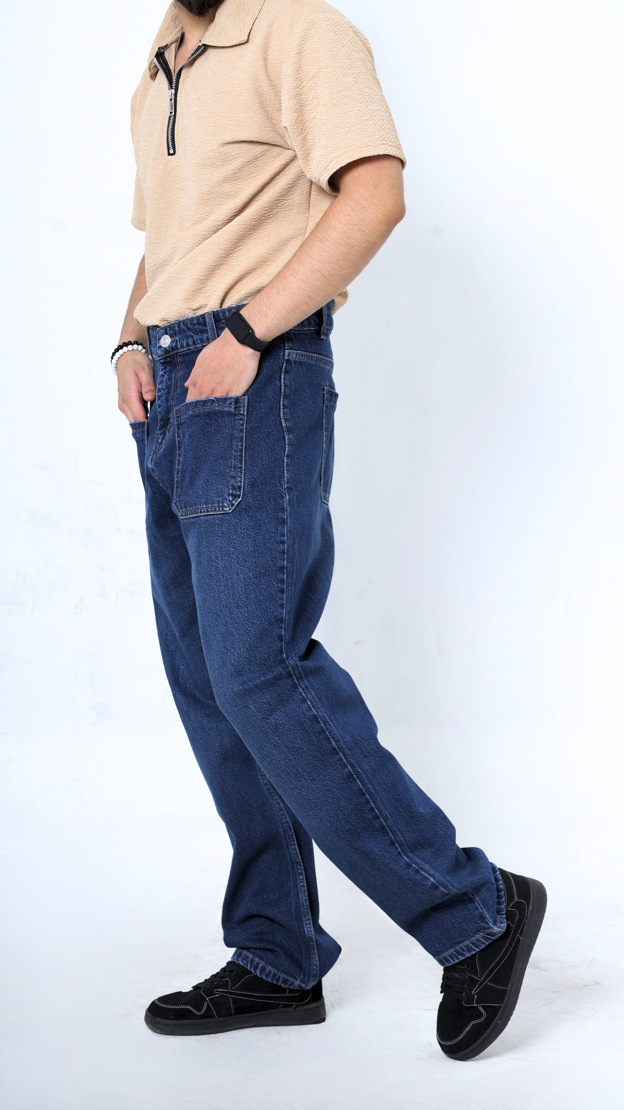 UNISEX STRAIGHT BAGGY DENIM PANTS-1282