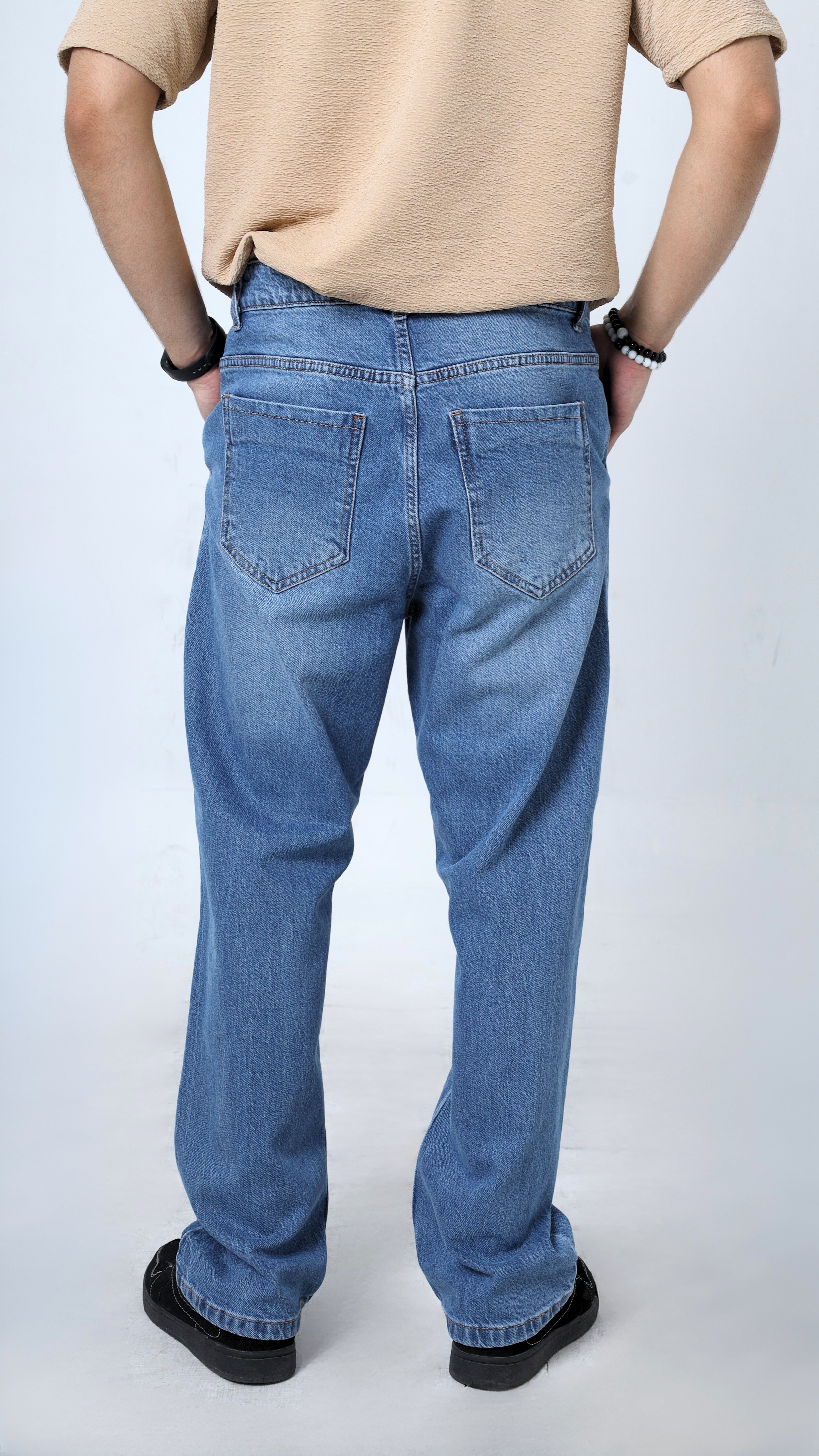 UNISEX STRAIGHT BAGGY DENIM PANTS-1381