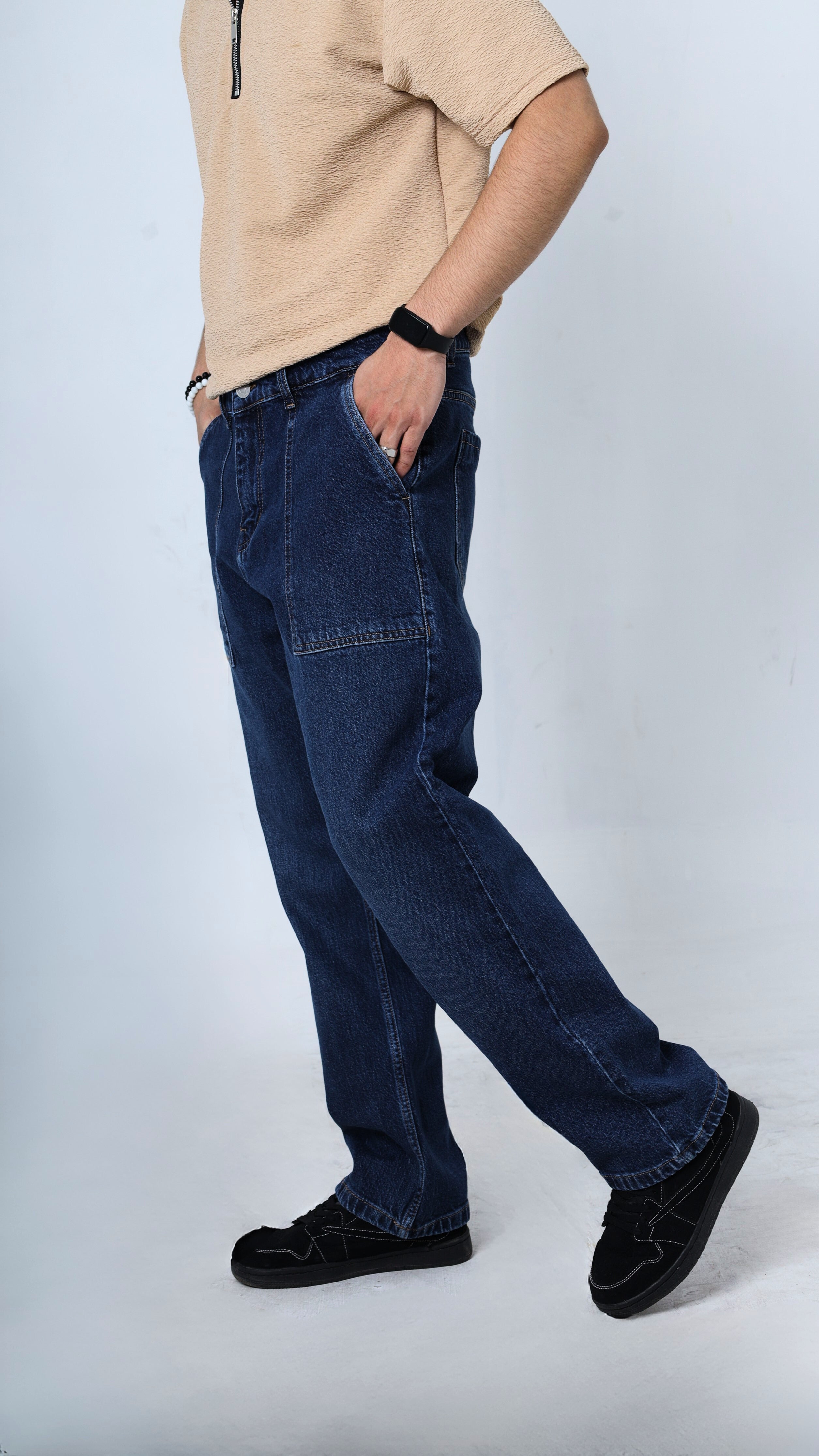 UNISEX STRAIGHT BAGGY DENIM PANTS-1382