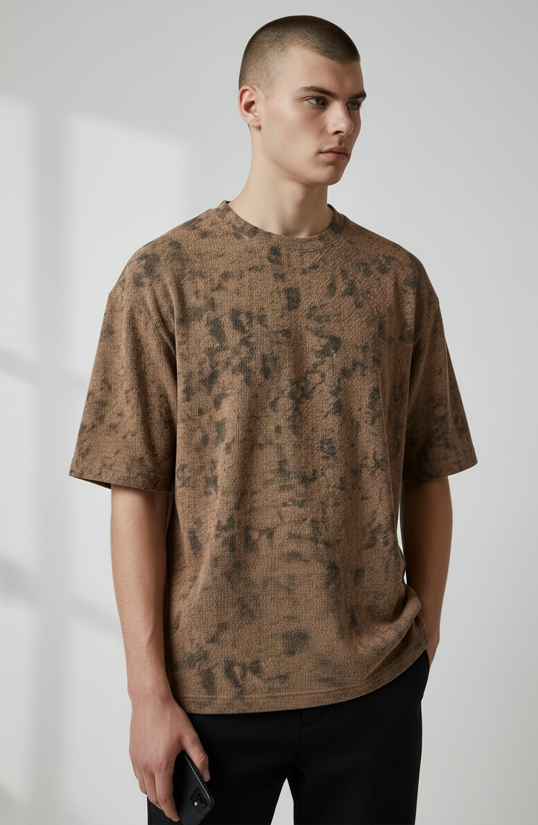 Zaat Heavyweight Textured Abstract Pattern T-Shirt-78 Main image