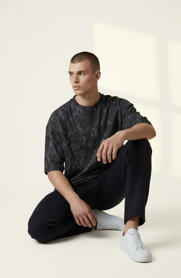 Zaat Heavyweight Textured Abstract Pattern T-Shirt-77