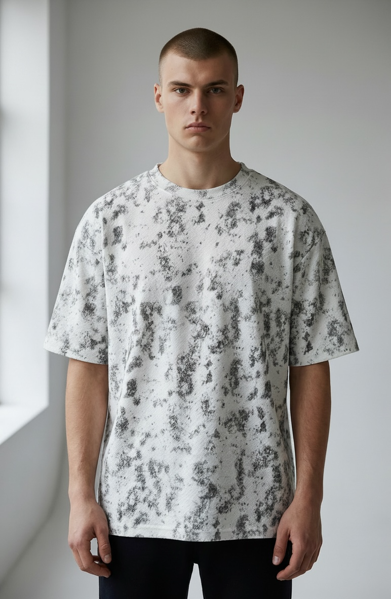Zaat Heavyweight Textured Abstract Pattern T-Shirt-79