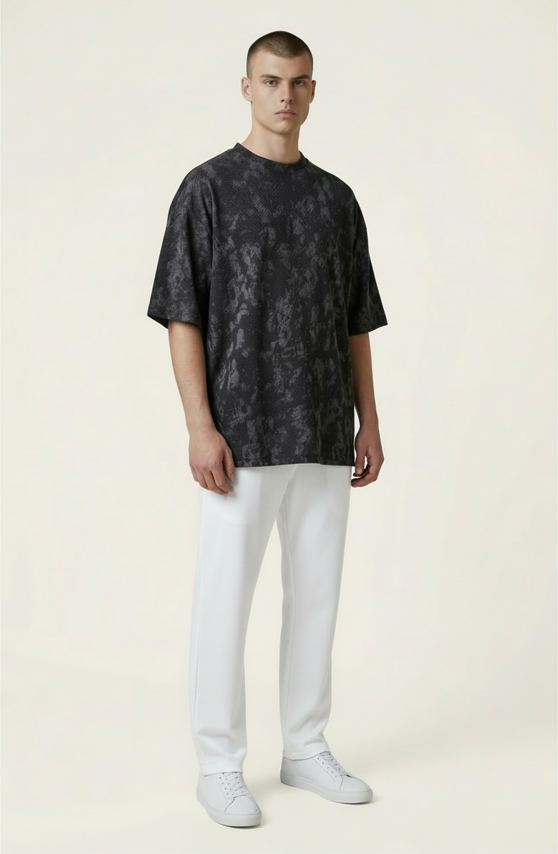 Zaat Heavyweight Textured Abstract Pattern T-Shirt-77