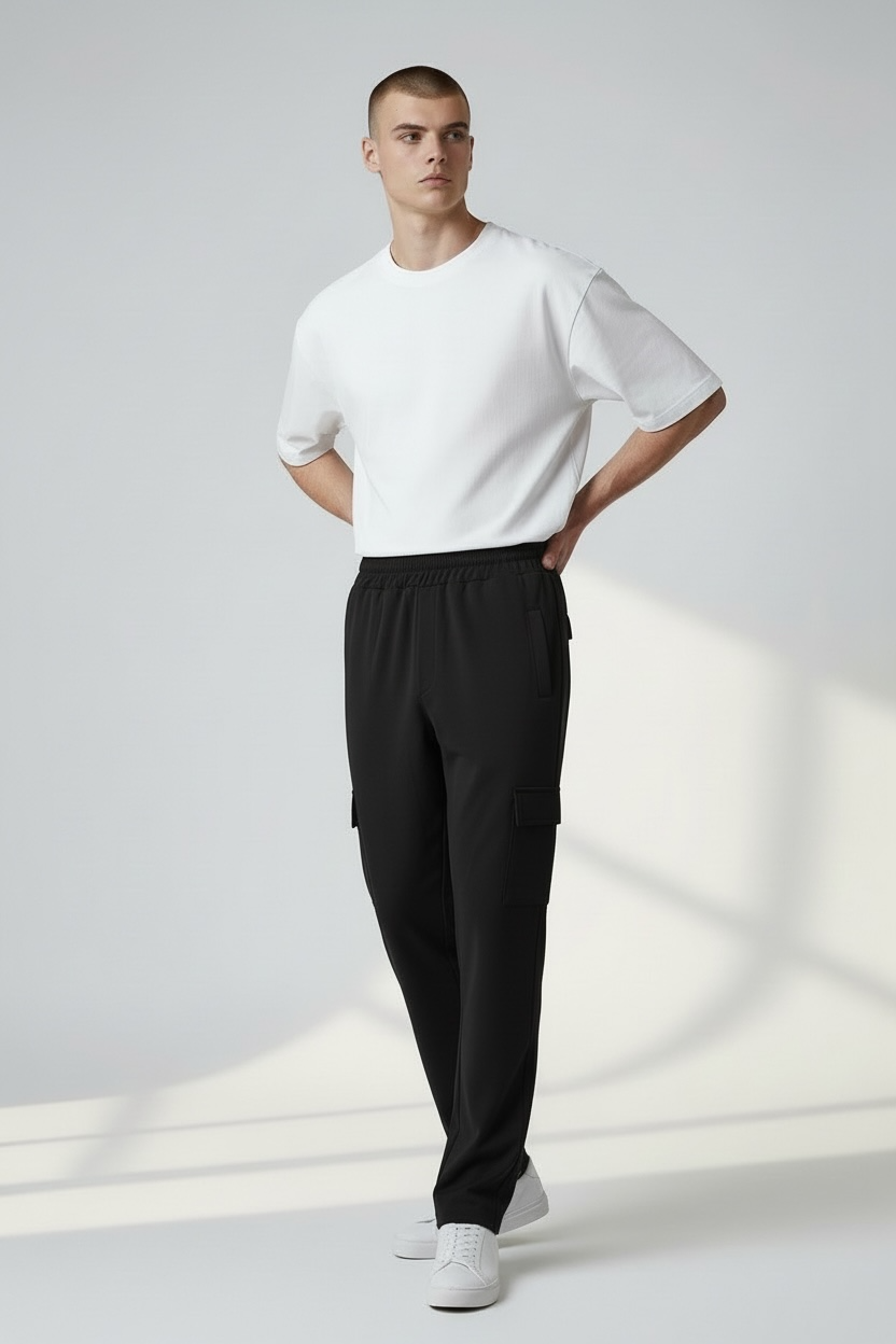 ROYAL BLACK RELAXED FIT CARGO TROUSER