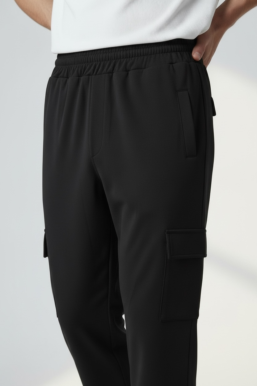 ROYAL BLACK RELAXED FIT CARGO TROUSER