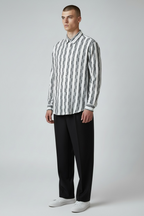 DOUBLE TEXTURED RELAX FIT BUTTON DOWN SHIRT - WH34