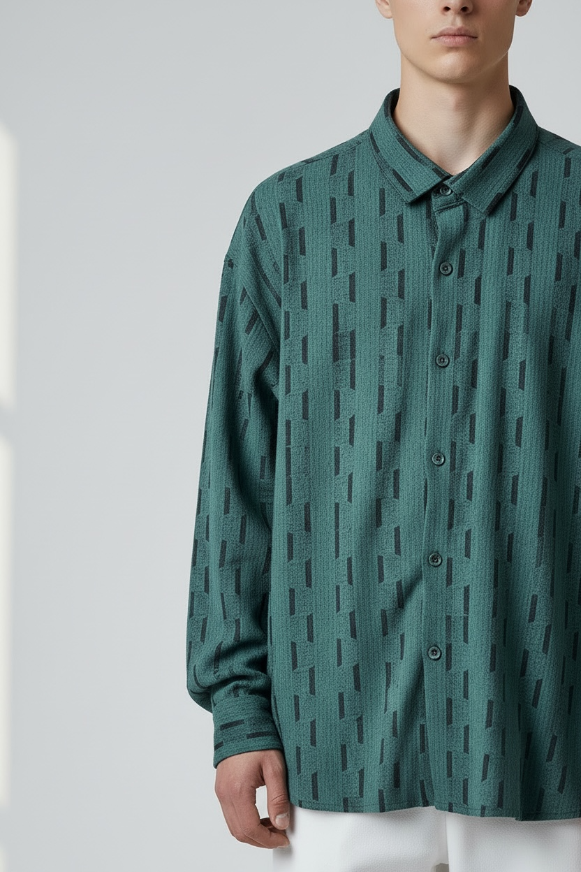 DOUBLE TEXTURED RELAX FIT BUTTON DOWN SHIRT - GH34