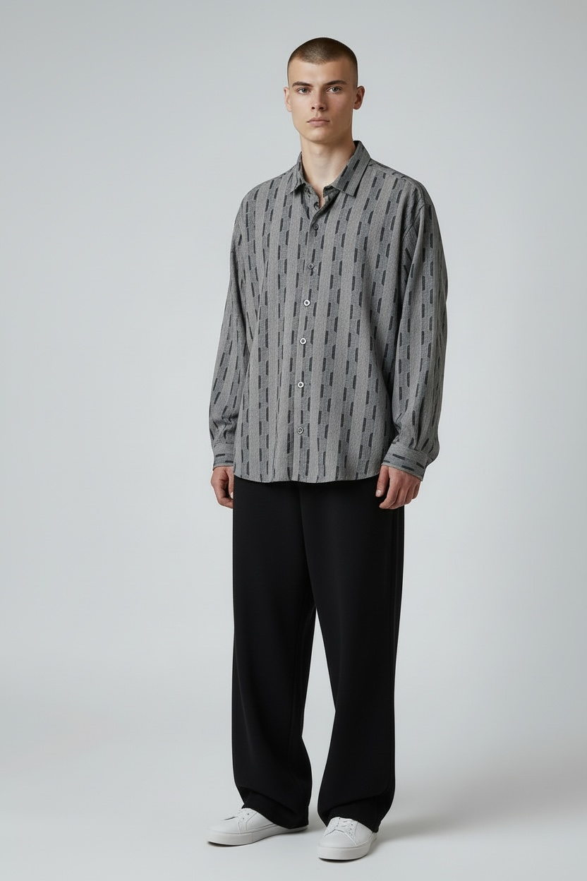 DOUBLE TEXTURED RELAX FIT BUTTON DOWN SHIRT - G34