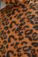 Imported Royal Sherpa Sheep Skin Embroidered Brown Leopard Baggy Hoodie🔥