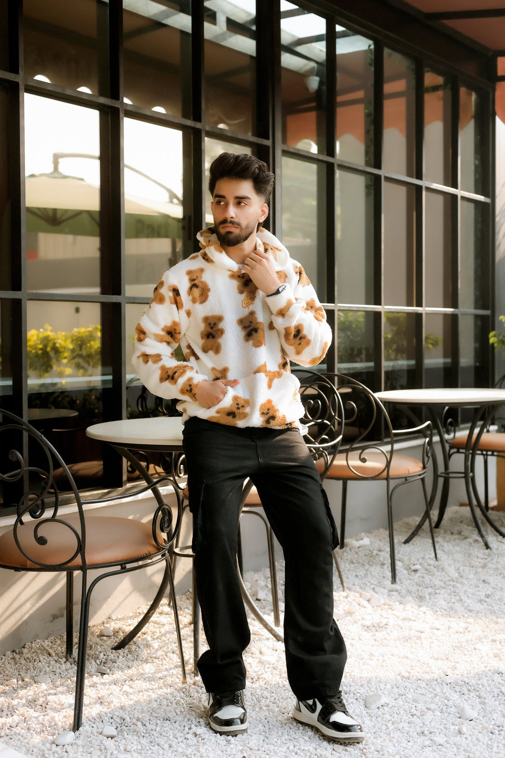 Imported Royal Sherpa Sheep Skin Embroidered Signature Baggy Hoodie🔥