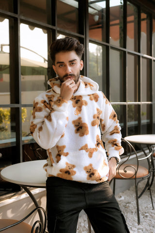 Imported Royal Sherpa Sheep Skin Embroidered Signature Baggy Hoodie🔥