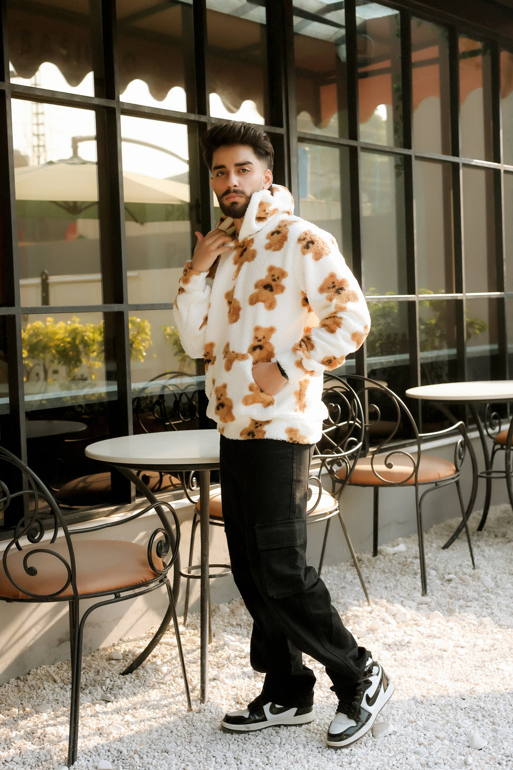 Imported Royal Sherpa Sheep Skin Embroidered Signature Baggy Hoodie🔥