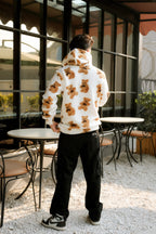 Imported Royal Sherpa Sheep Skin Embroidered Signature Baggy Hoodie🔥