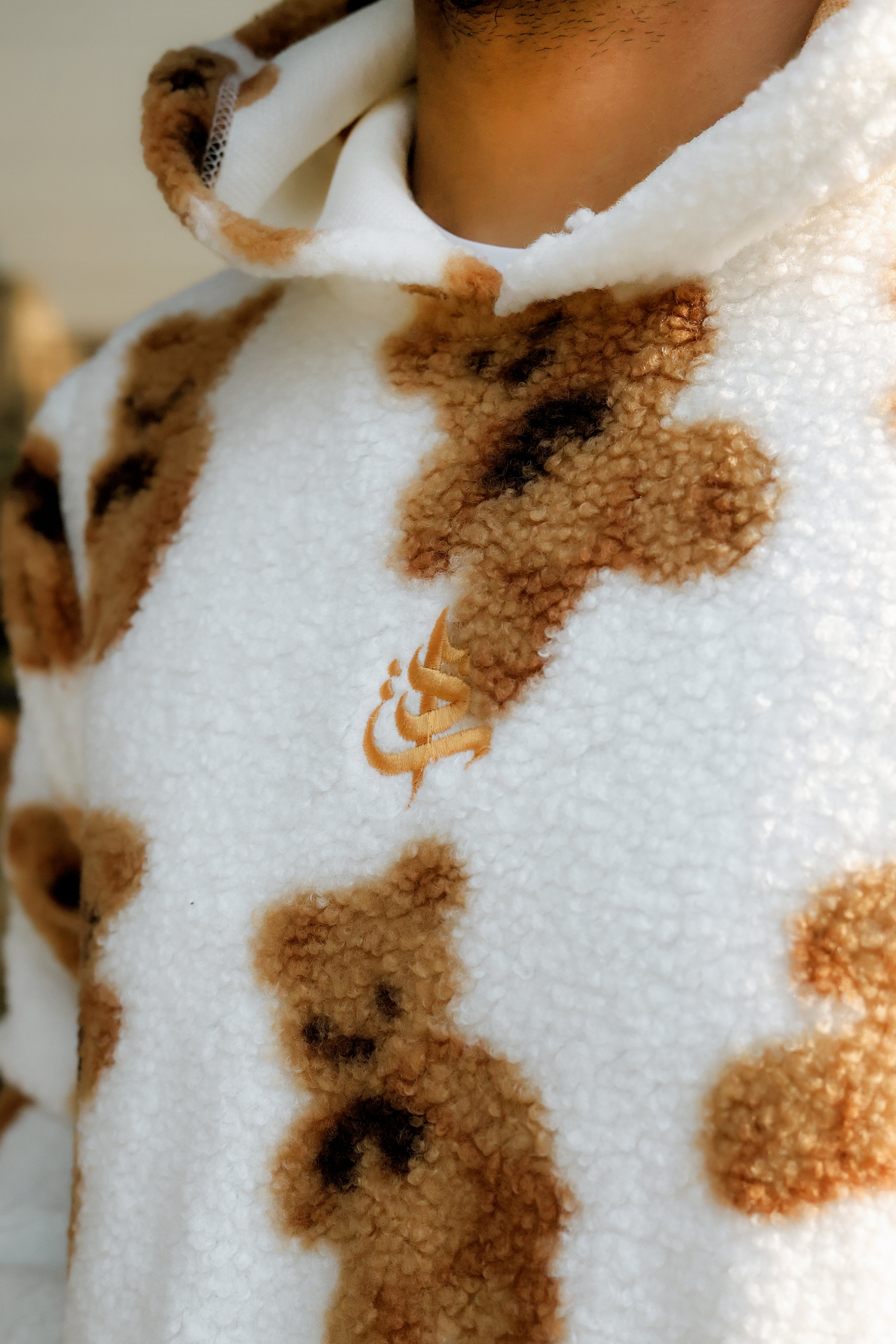 Imported Royal Sherpa Sheep Skin Embroidered Signature Baggy Hoodie🔥