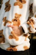 Imported Royal Sherpa Sheep Skin Embroidered Signature Baggy Hoodie🔥