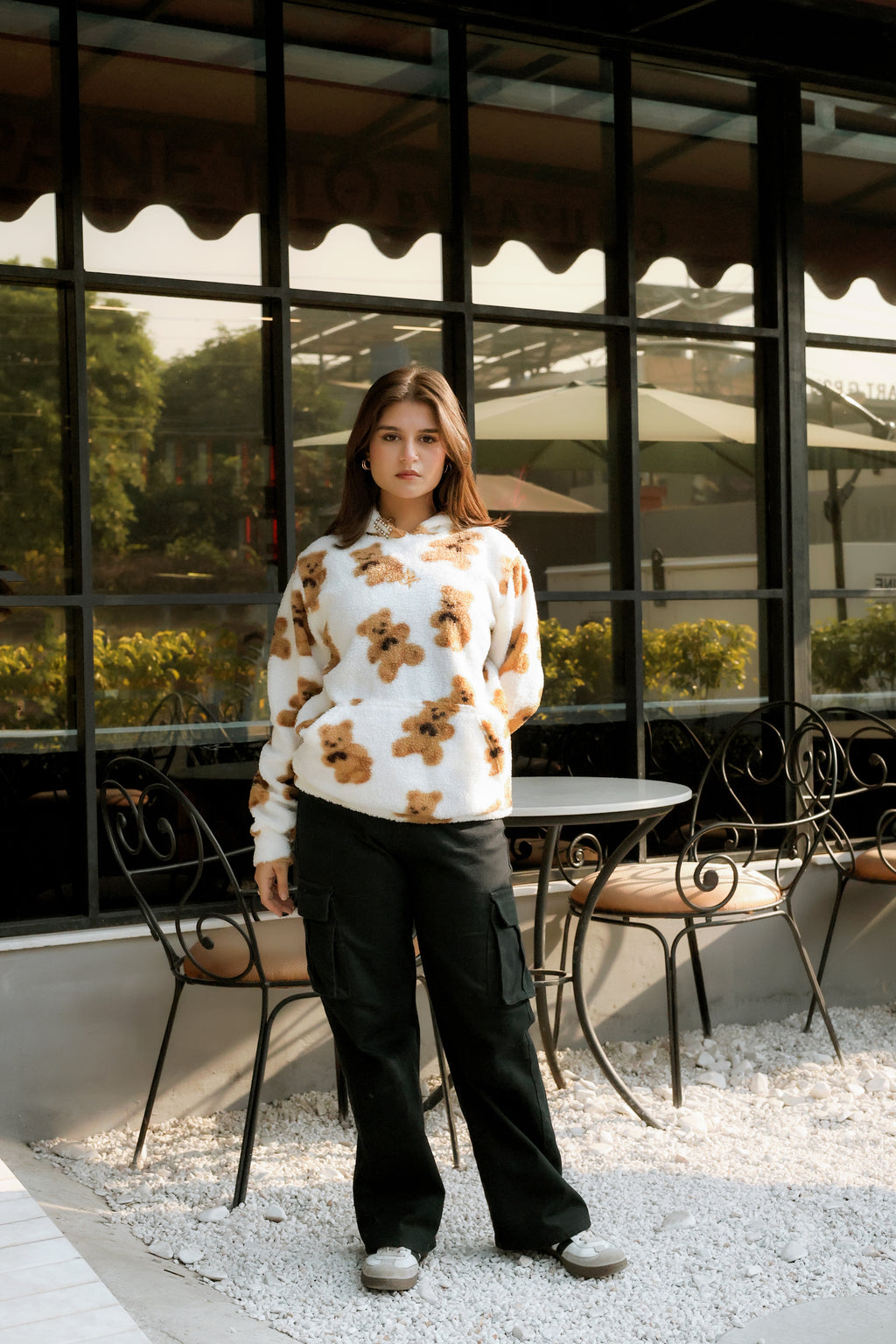 Imported Royal Sherpa Sheep Skin Embroidered Signature Baggy Hoodie🔥