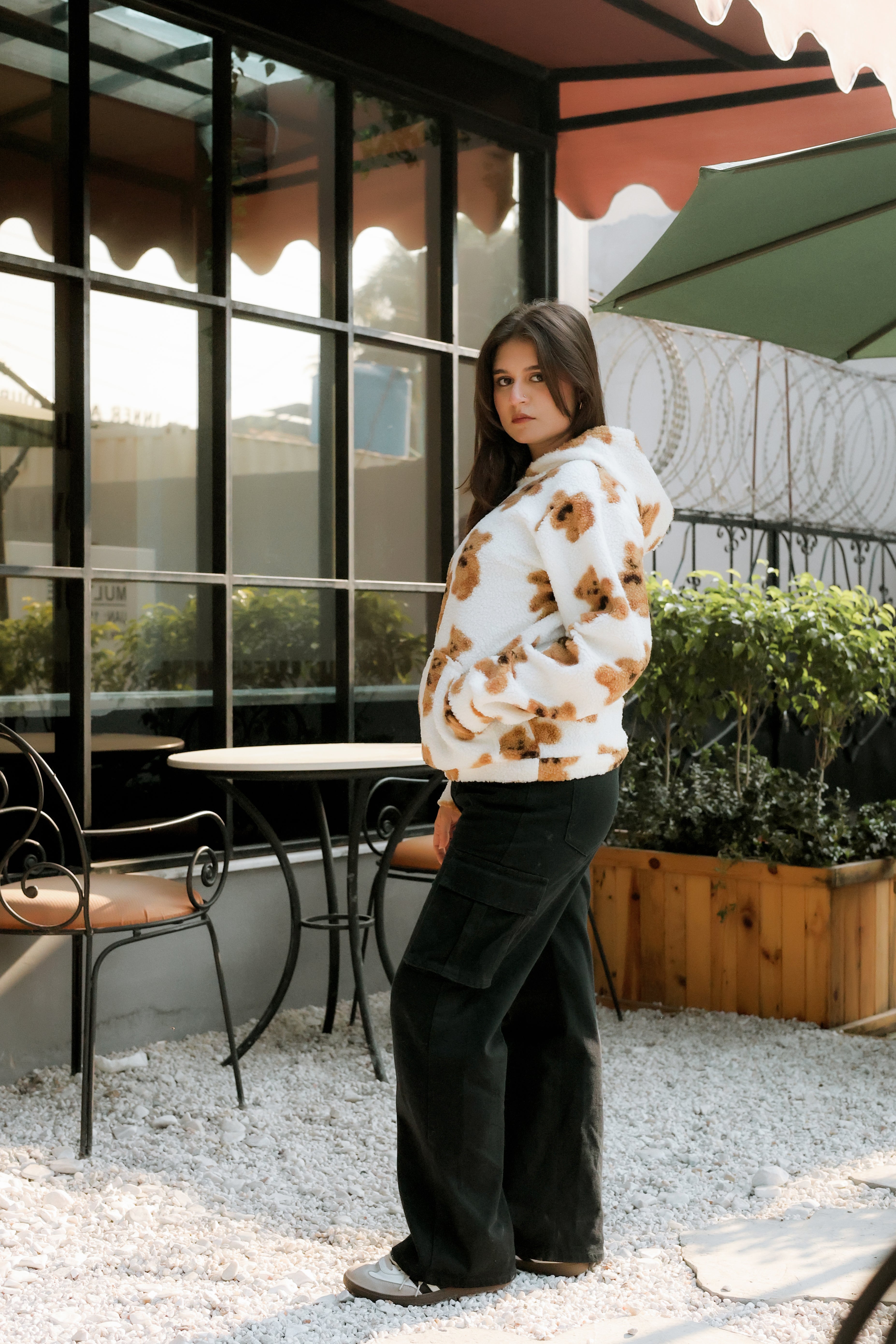 Imported Royal Sherpa Sheep Skin Embroidered Signature Baggy Hoodie🔥