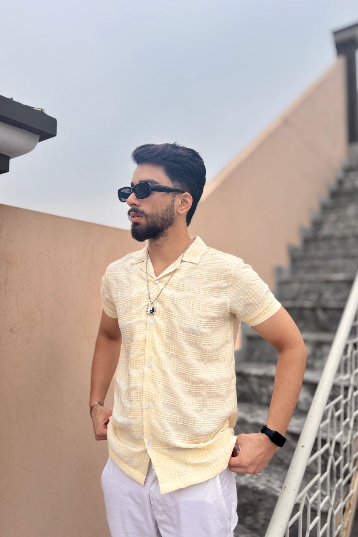 Boxy Textured Button Down Shirt