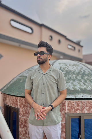 Green Rich Textured Button Down Shirt