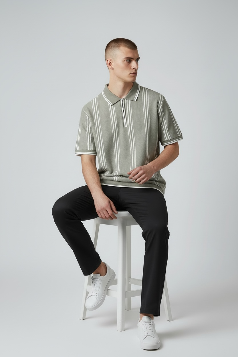 Zaat Unisex textured Knitted Polo Shirt- GH21