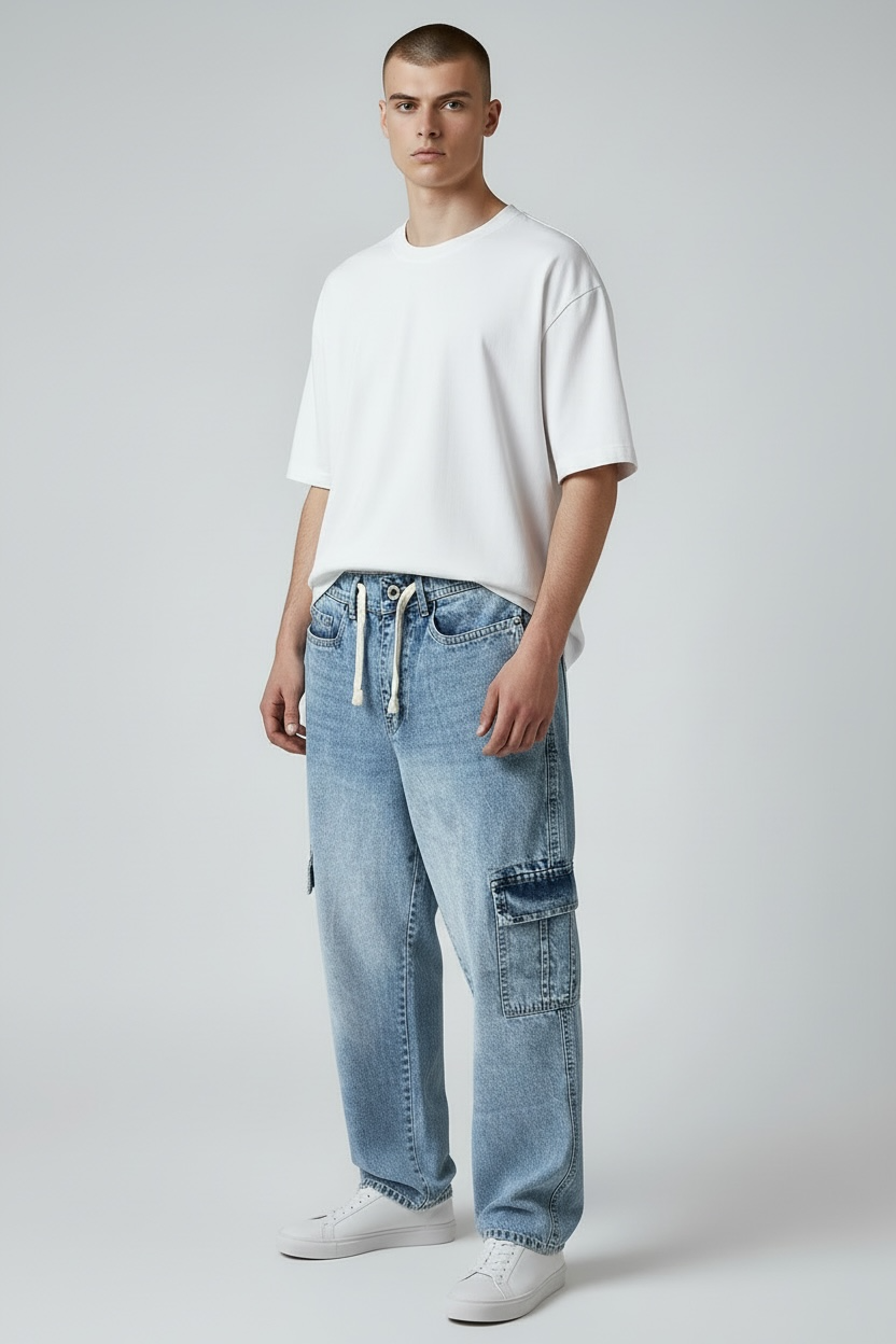 PREMIUM CARGO BAGGY FIT DENIM PANTS-2010