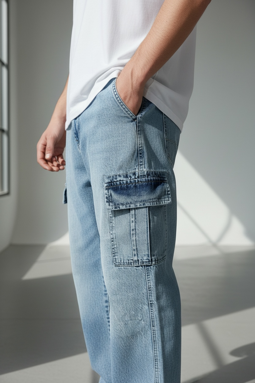 PREMIUM CARGO BAGGY FIT DENIM PANTS-2010