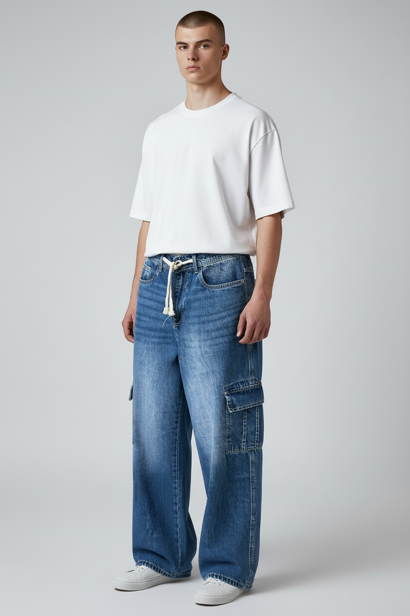 PREMIUM CARGO BAGGY FIT DENIM PANTS-2011